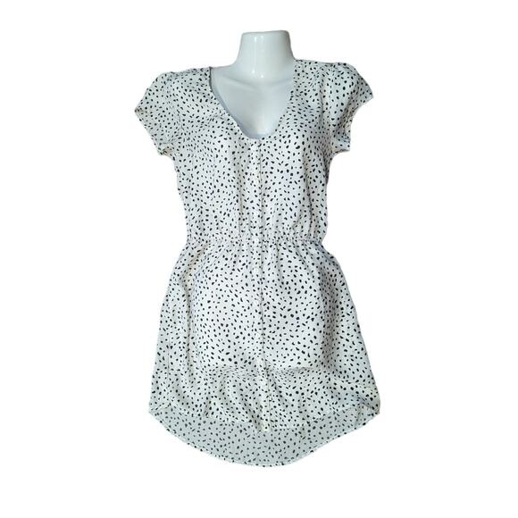 Kimchi Blue Black White Sabrina Button Front Short Sleeve Mini Dress Size S - Picture 1 of 7